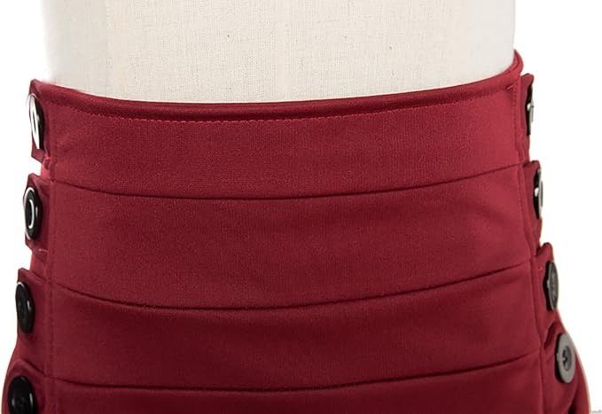 Red High-Waisted Skirt With Black Lace Trim imagen 4
